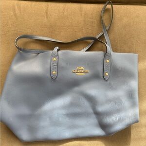 Coach Light Blue Leather Tote Bag